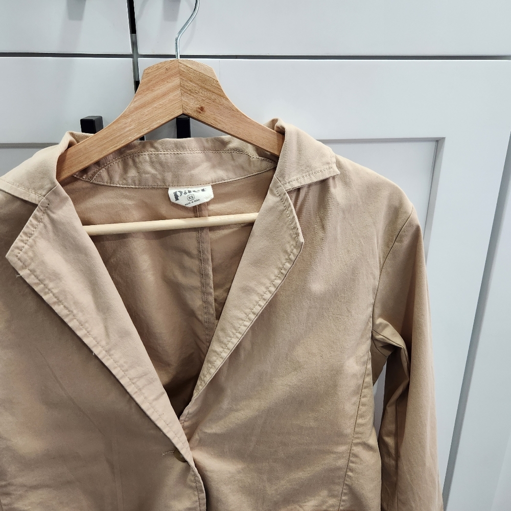 Pact Sesame Boulevard Brushed Twill Blazer Women’s XS Beige Tan With Pockets - Picture 4 of 12